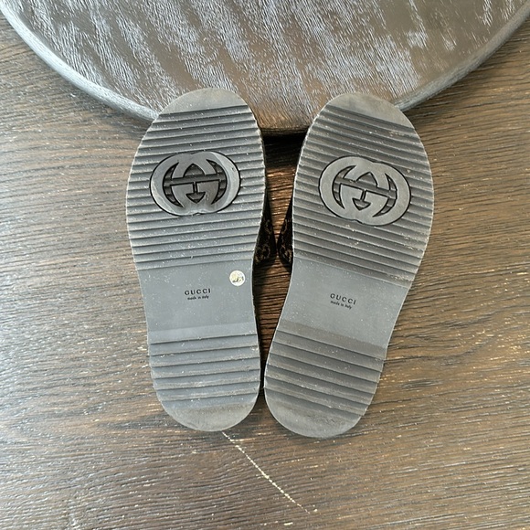 Gucci Jaquard Black Denim GG Monogram Angelina Platform 55mm Slide Sandals Black - Picture 3 of 3